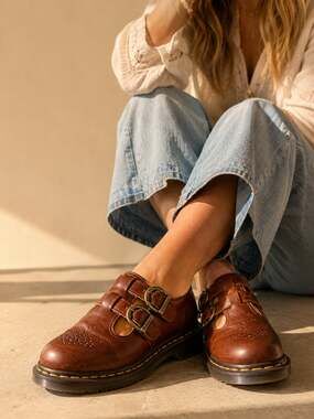 Dr Martens 8065 Brown Leather Mary Jane Shoes Y2K Grunge Women’s 9.5